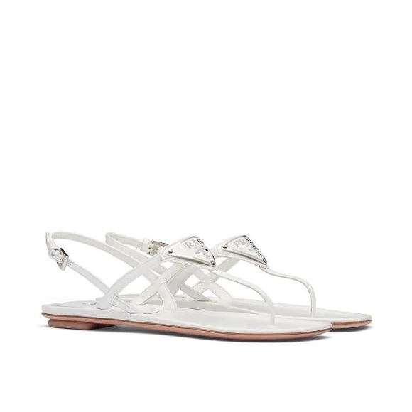 Prada White Leather Thong Sandal - Picture 3 of 6